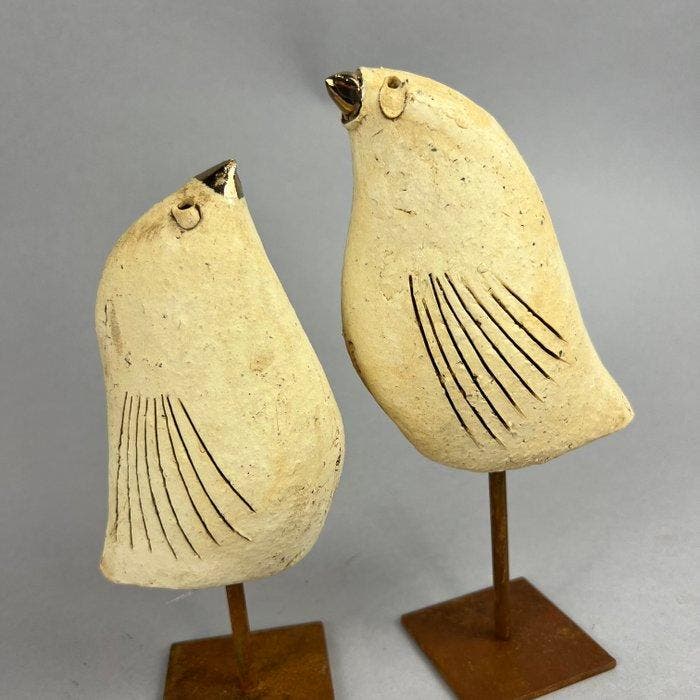 Ewa Budzowska - No reserve - 2 big birds (with 24carat gold), Antiquités & Art, Art | Objets design