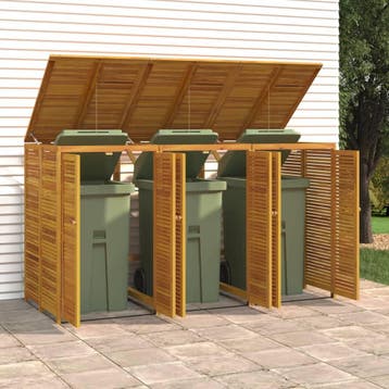 vidaXL Afvalbakberging drievoudig 210x89x117 cm massief, Verzenden