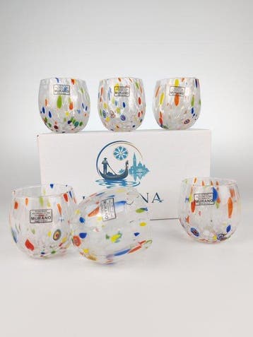 LAGUNA - Drinkservies (6) - Muranoglas - 6 GOTI ROUND