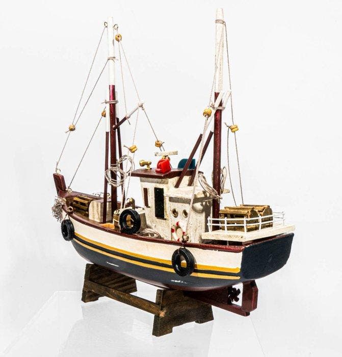 Modelschip - (Kutter) 29cm lang - Gedetailleerd handgemaakt, Antiek en Kunst, Curiosa en Brocante