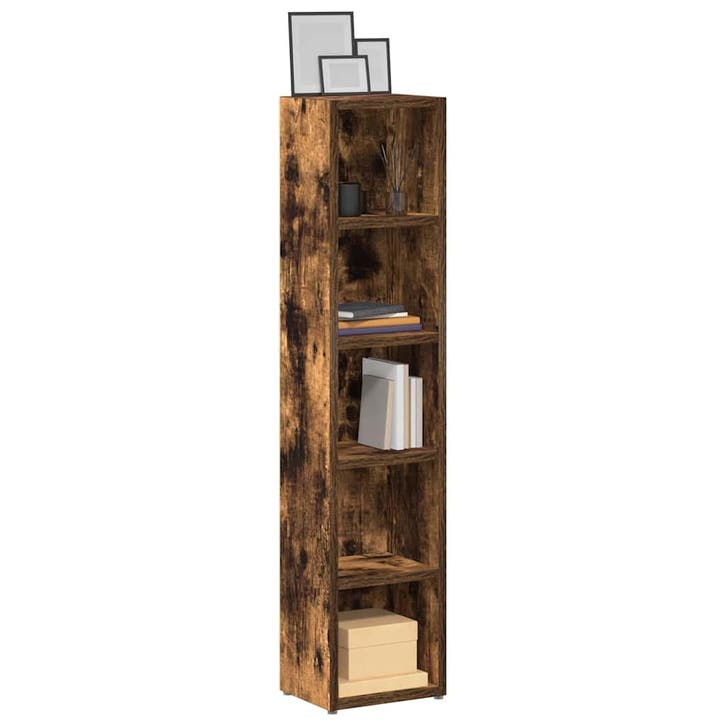 vidaXL CD-kasten 2 st 21x16x93,5 cm bewerkt hout gerookt, Huis en Inrichting, Woonaccessoires | Cd- en Dvd-rekken, Nieuw, Verzenden