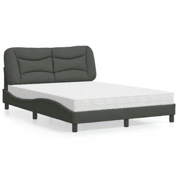 vidaXL Bed met matras Hvar stof donkergrijs 120x200 cm, Huis en Inrichting, Verzenden, Nieuw