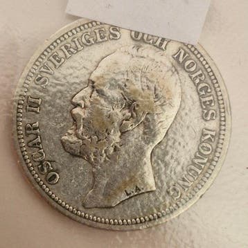 Zweden. Oscar II. 2 Kronor 1900 (Zonder minimumprijs), Gestempeld