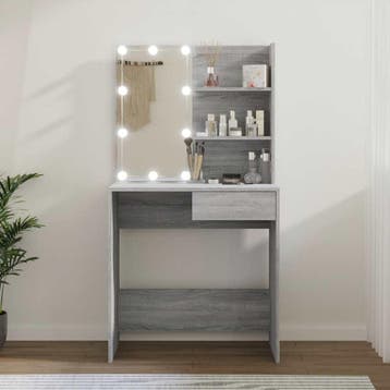vidaXL Kaptafel met LED-verlichting 74,5x40x141 cm grijs, Huis en Inrichting, Tafels | Kaptafels, Verzenden, Nieuw