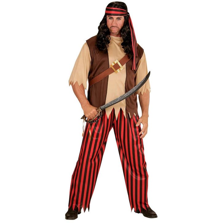Piraat Kostuum Bruin Heren 4 delig, Kleding | Heren, Carnavalskleding en Feestkleding, Nieuw, Verzenden