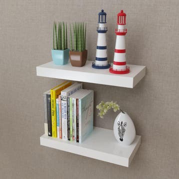 vidaXL Wandplanken MDF zwevend voor boeken/dvd wit 2 st, Maison & Meubles, Armoires | Armoires murales, Verzenden