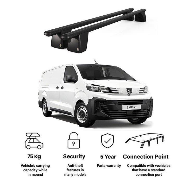 Set 2 aluminium dakdragers Fiat Scudo 2016+ zwart, Auto diversen, Auto-accessoires, Ophalen of Verzenden