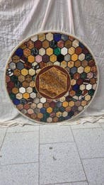 Piano del tavolo circolare in pietra dura - Tafel - Marmer, Antiek en Kunst