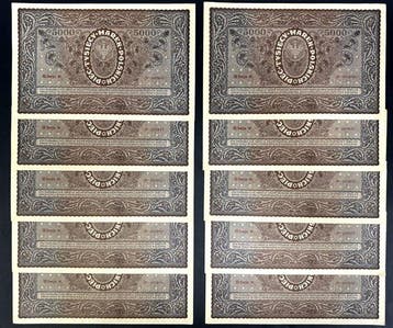 Polen. - 10 x 5000 Marek - 1920 - Consecutives - Pick 31