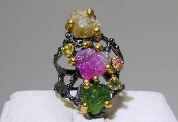 Tourmaline) ring - Hoogte: 28.2 mm - Breedte: 28.6 mm- 7.9 g