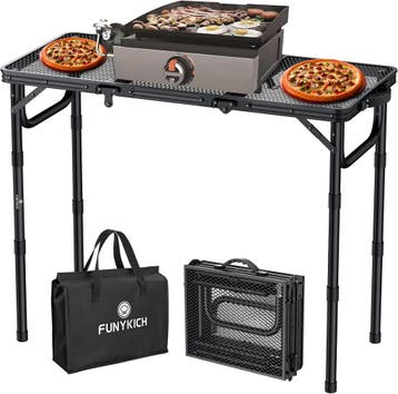 FUNYKICH Campingtafel - 3 hoogtes - Lichtgewicht Aluminiu..., Verzenden, Zo goed als nieuw, Campingtafel