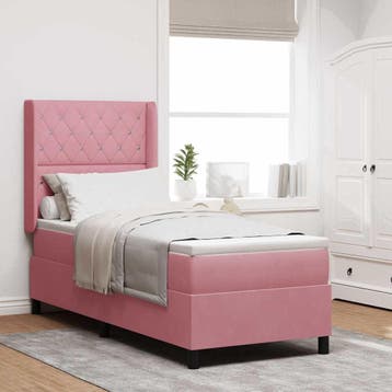 vidaXL Boxspring bed met matras met LED Roze 80 x 200 cm, Verzenden