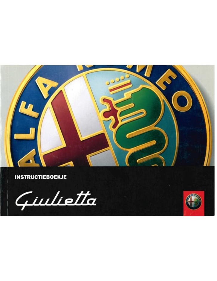 2011 ALFA ROMEO GIULIETTA INSTRUCTIEBOEKJE NEDERLANDS, Autos : Divers, Modes d'emploi & Notices d'utilisation, Enlèvement ou Envoi