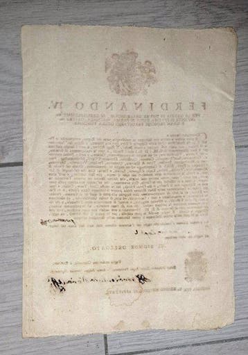 Document - Ferdinando IV - Documento borbonico 1794 licenza