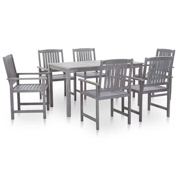 vidaXL 7-delige Tuinset massief acaciahout greywash, Verzenden, Tuinset