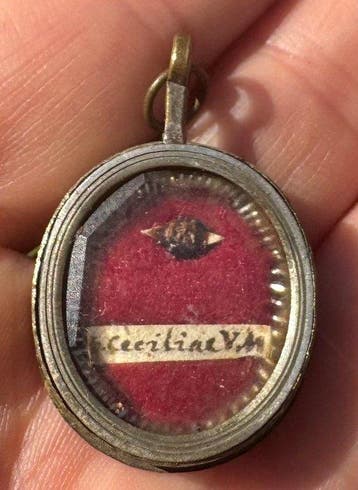Reliquaire - Bronze, relique - 1800-1850 - Sainte Cécile, Antiquités & Art