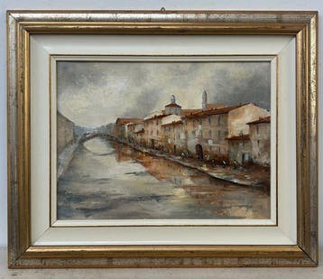 Italiaanse school (XX) - La riva vista dal punto del, Antiek en Kunst