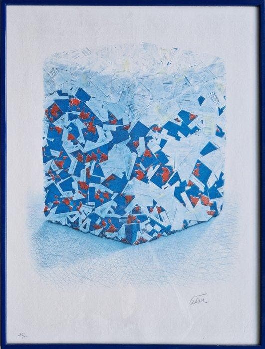 César Baldaccini (1921-1998) - Compression billets Air, Antiquités & Art, Antiquités | Autres Antiquités