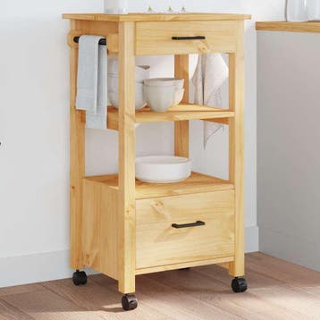 vidaXL Keukentrolley MONZA 48x40x88,5 cm massief grenenhout, Verzenden, Nieuw