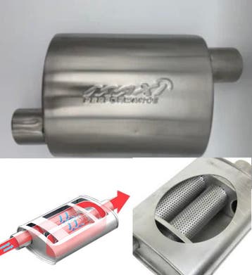 MAX turbo style Flo Performance rvs uitlaat demper 2,5 inch, Ophalen of Verzenden