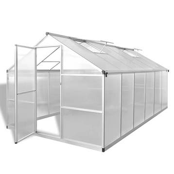 vidaXL Tuinkas versterkt aluminium met basisframe 9,025 m², Verzenden, Nieuw