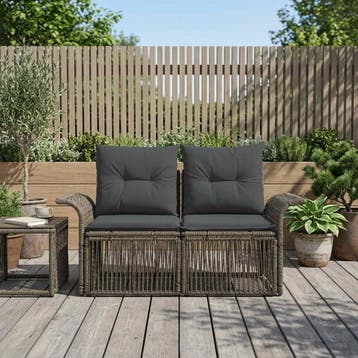 vidaXL Tuin Sofa 2-Aantal zitplaatsen Grijs poly rattan, Tuin en Terras, Verzenden, Nieuw