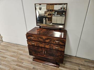 Crédence - Buffet Art Déco des années 40 en placage de noyer