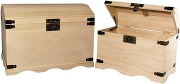 Houten schatkisten set 2 stuks 37x21x26 cm en 44,8x28,8x32, Nieuw