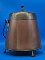 Emmer - Antieke kolenbak – koper en messing – met de hand, Antiek en Kunst