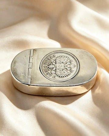 Doos - .875 (84 Zolotniki) zilver - Zilveren tabaksdoos