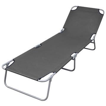 vidaXL Ligbed inklapbaar met verstelbare rugleuning grijs, Tuin en Terras, Verzenden, Nieuw