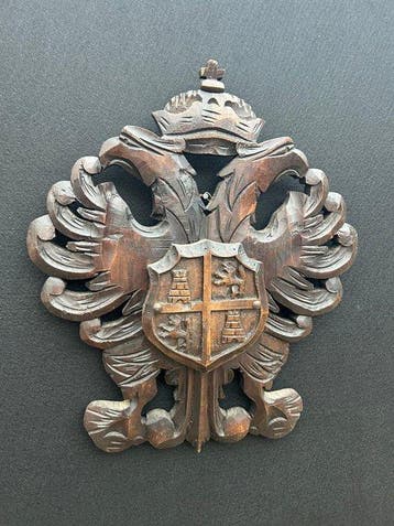 sculptuur, Stemma araldico - 53 cm - Hout - 1950