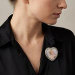 Broche Broche antique — portrait miniature en cœur en or 18