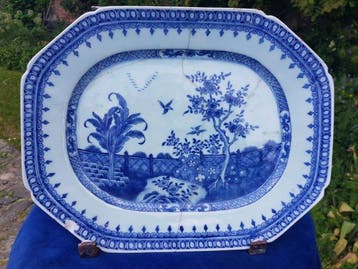 Zeldzame 18e-eeuwse Qing-dynastie Chinese Export Blauwe en