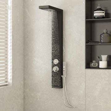 vidaXL Douchepaneelsysteem aluminium zwart, Verzenden, Nieuw