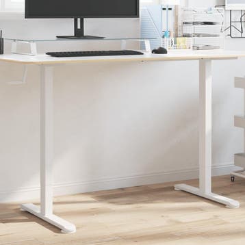 vidaXL Zit-sta bureauframe (94-135)x60x(70-114) cm staal wit, Verzenden