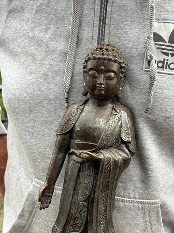 Bijzonder Boeddha standbeeld 32.5 cm - Bronze - Chine