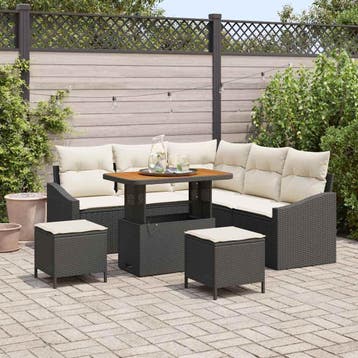 vidaXL Tuinbank Set 8 st Zwart poly rattan, Verzenden, Nieuw
