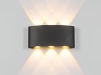 Veiling - 8x 6W LED Wandlamp zes licht zwart warm wit waterd