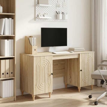 vidaXL Bureau Sonoma 142,5 x 50 x 75 cm Bewerkt hout, Huis en Inrichting, Verzenden, Nieuw