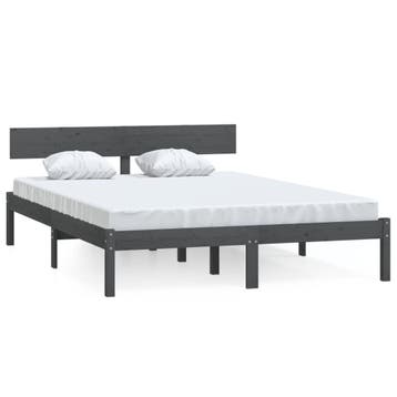Bedframe 120x190 Grijs Hout | Retour Deal | 76% korting, Gebruikt, Verzenden, 190 cm of minder, Twijfelaar