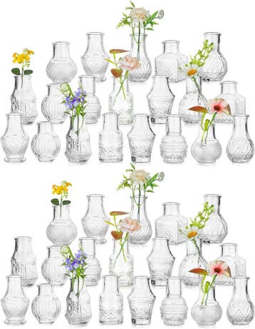 40 Glazen Vaasjes Vintage | Tweede Kansje | OP = OP, Verzenden, Zo goed als nieuw, Overige kleuren, Glas