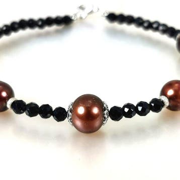 Bracelet Argent Perle - Spinelle - Tahiti RD-OV Ø8-10,1MM