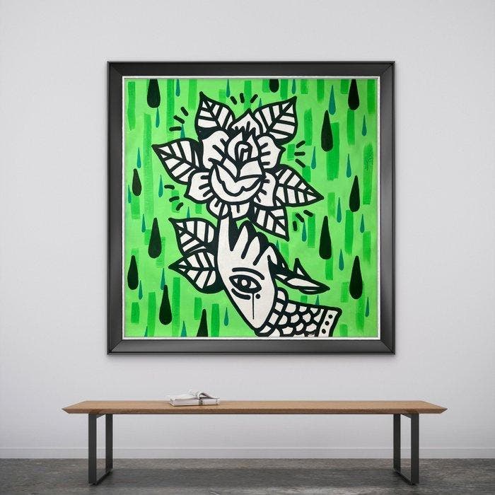 FROMtheCAVE - Take this flower (XL Size Painting), Antiek en Kunst, Kunst | Schilderijen | Modern