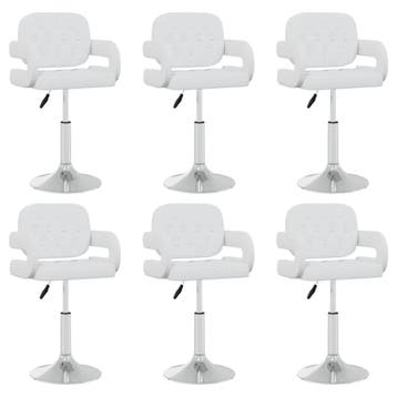 vidaXL Eetkamerstoelen draaibaar 6 st kunstleer wit, Verzenden