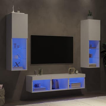 vidaXL 5-delige Tv-wandmeubelset met LED-verlichting bewerkt, Verzenden, Nieuw