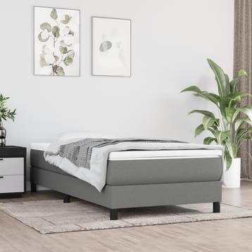 vidaXL Boxspring bed 90x200 cm stof donkergrijs, Huis en Inrichting, Verzenden, Nieuw