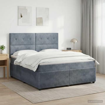 vidaXL LED Boxspringbed met Matras Donkergrijs 160 x 200 cm, Verzenden, Nieuw