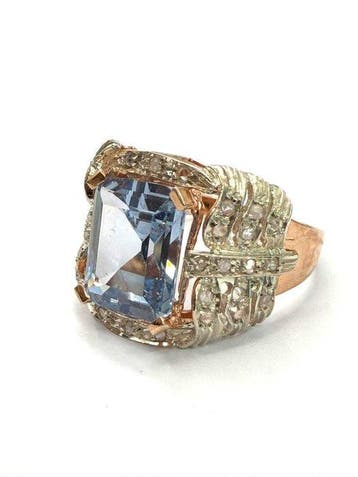 Zonder minimumprijs - Ring - 9 kt. Roségoud, Zilver Spinel -
