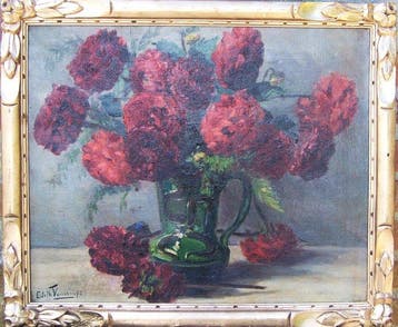 Edith Vaucamps (1879-1953) - Stilleven met rode rozen